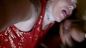 Blowjob queen jamie cummings shoves black dick in her mouth for cum!