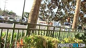 Young real estate agent in homemade outdoor sex