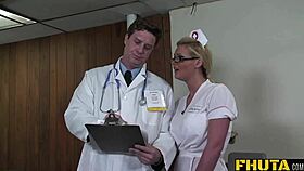 Doctor Phoenix Marie examines patient's ass with hardcore doggystyle and cumshot