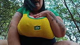 Did Mary Jhuana Orgasm In The Park While Hiding Her Big Tits?