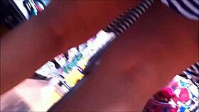 pregnant latina lifts her skirt showing off in public