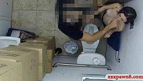 pretty babe in pawnshop toilet spied on by amateurs
