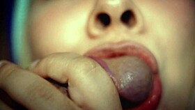 Wow, watch this college girl suck close to the camera! What a view!