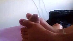 He cums again after fingering her pussy.