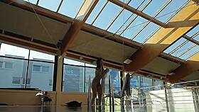 Roxalana cheh strips naked underwater in the pool.