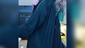 mistress electra teases with strapon joi, instructing masturbation on her big tits?