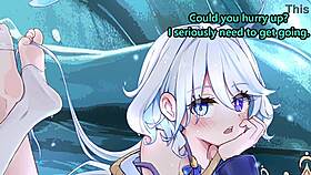 feel the rush as furina guides your femdom feet stroke to a quick climax.