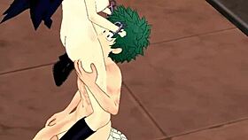 Deku and midnight's hentai blowjob contrasts with big ass hardcore cumshot