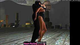 In the dance court, she grinds and gets taken