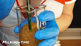 Slut wife drinks sperm sample at milking time