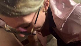 Damn! Sucking a Tattooed Dealer in Dark Alley Until He Fills My Mouth!