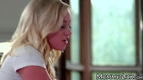 Bailey Brooke, a lusty teen, tongue fucks her big booty stepmom in lesbian taboo.