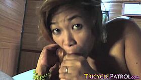 Pinay teen spreads legs for big white cock.