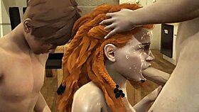 Aloy engages in threesome deepthroat with perfect ass in full video