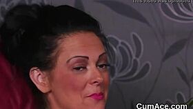 foxy beauty swallows sperm load on face with cumshot bukkake 😋🍆