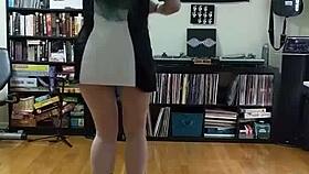 Blonde Milf Strips Skirt