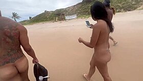 i went with my friend to the nudist beach to show off our pussies for the horny guys.