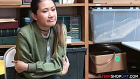 Asian Teen Shoplifter Seduces The Guard?