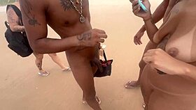 i went with my friend to the nudist beach to show off our pussies for the horny guys.