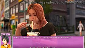 Petite Redhead Enjoys Ramen in City Summer