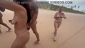 i went with my friend to the nudist beach to show off our pussies for the horny guys.