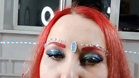 Nastya Fox performs nasty striptease, undressing naked with piercing