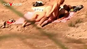 Horny Teen 18+ Couple Bangs Hard on Public Beach with Tan Lines