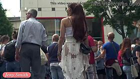 Funk city jeny smith walks in public in transparent dress