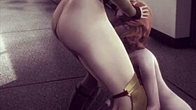 In this scene, the Asian girl delivers a deep blowjob.