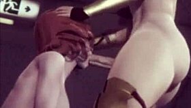 In this scene, the Asian girl delivers a deep blowjob.