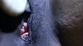 i'm playing with my shaved ebony pussy close up, cyndy blackslave