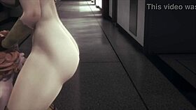 In this scene, the Asian girl delivers a deep blowjob.