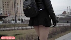 jeny smith shows seamless pantyhose in public upskirt