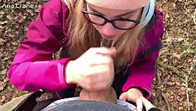 swallow my cum after this sensual blowjob in the forest
