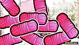 brunette danni rivers enjoys being tied up with ropes