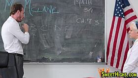 Watch This Teen In Uniform Get Fingered And Cum In Her Mouth!