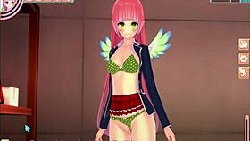 Pink hair girl feels nervous for her first time