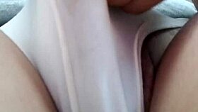 solo jerking off with clothes ripped, dripping cum everywhere