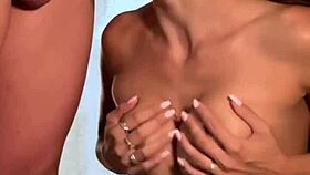 Alexa Tomas moans during face fucking and spitting on a big cock.