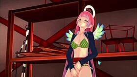 Pink hair girl feels nervous for her first time