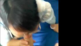 Raccoon girl enjoys liquid lunch of sperm in oral sex.