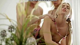 Walked in on blonde tattooed glamour blowjob with stockings and facial