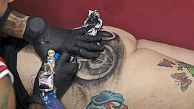 getting my new tattoo on my fat ass