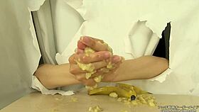 Hand crush fetish banana crush