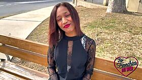 Reyna getting slammed in a wild French trio HHF session. Her skinny frame takes it all!