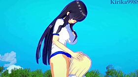 yomi says, 'let's have intense lesbian play with ikaruga and katsuragi in senran kagura'