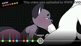 Cathy bangs with expert accuracy in the furry game.