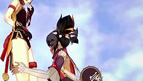 ganyu and keqing and xiangling and xinyan intense futanari sex in genshin impact hentai