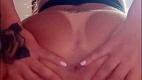 Redhead Big Ass Sits On Console Opening Shaved Pussy And Cums