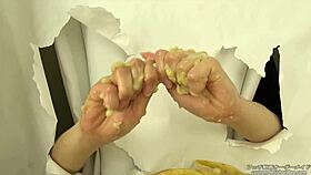 Hand crush fetish banana crush